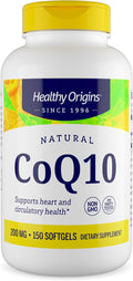 Healthy Origins CoQ10 200 mg - Heart Health &amp Energy Supplement - Gluten-Free &amp Non-GMO Supplements - 150 Softgels