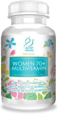 ACTIF Organic Multivitamin for Women Age 70+ with 20+ Advanced Factors and Omega-3 Oil Non-GMO Made in USA 90 Count RealCaps