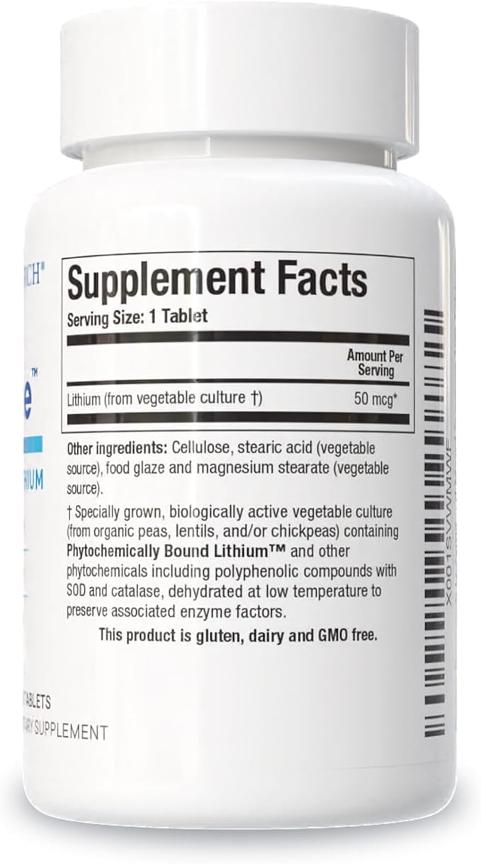 Biotics Research Li Zyme 50 micrograms Lithium as a Whole Food phytochemically Bound Lithium Highly bioavailable Supports Brain Function Memory and Mood Support 100 Tablets (Pack of 2)