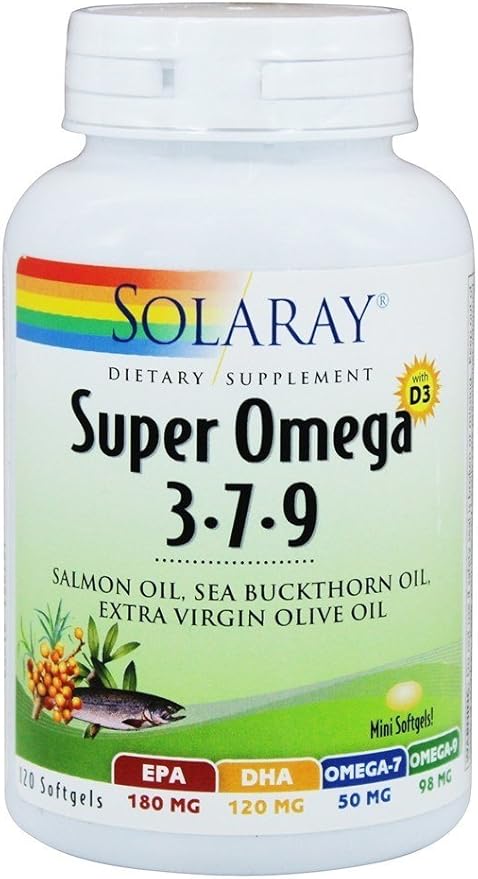 SOLARAY Super Omega 3-7-9™ with Vitamin D-3 &amp Salmon Oil 120 Softgels