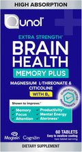 Qunol Brain Health Memory Plus with B6 Magnesium L-Threonate &amp Citicoline Clinically Tested Ingredients to Improve Memory Focus Attention and Productivity 60 Count (Pack of 1)