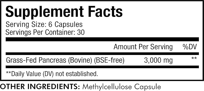 Codeage Grass Fed Beef Pancreas Supplement Glandulars - Freeze Dried Non-Defatted Desiccated Beef Pancreas Pills – Pancreatic Enzymes Diet Meat - Pasture Raised Bovine Vitamins - 180 Capsules