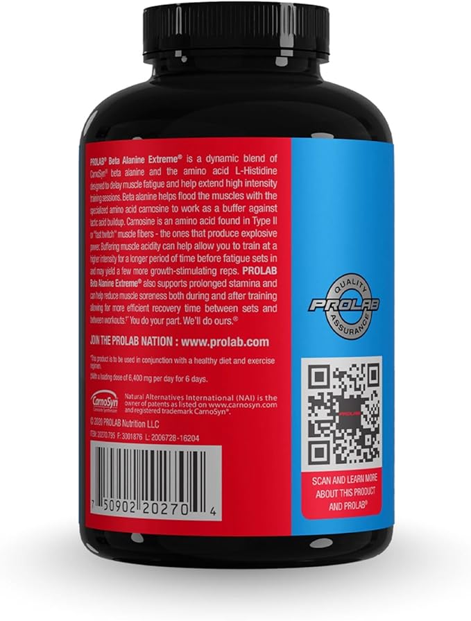ProLab Nutrition Beta Alanine Extreme with Carnosyn 3200mg High Potency Boosts Workout Endurance &amp Delays Fatigue (240 (Pack of 2))