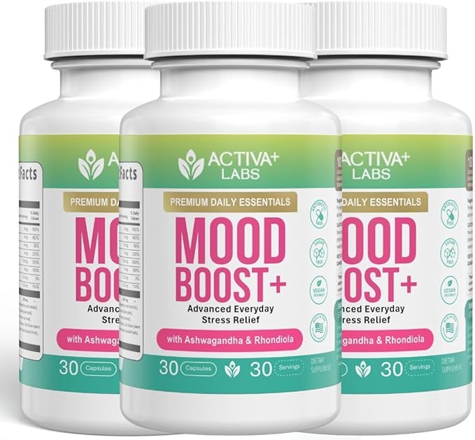 Mood Boost | 24-in-1 B-Complex &amp Zinc | Calm Support &amp Stress Relief Supplement with Ashwagandha L-Theanine &amp GABA | Natural Mood Energy &amp Resilience | Non-GMO Vegan | 90 Day Supply