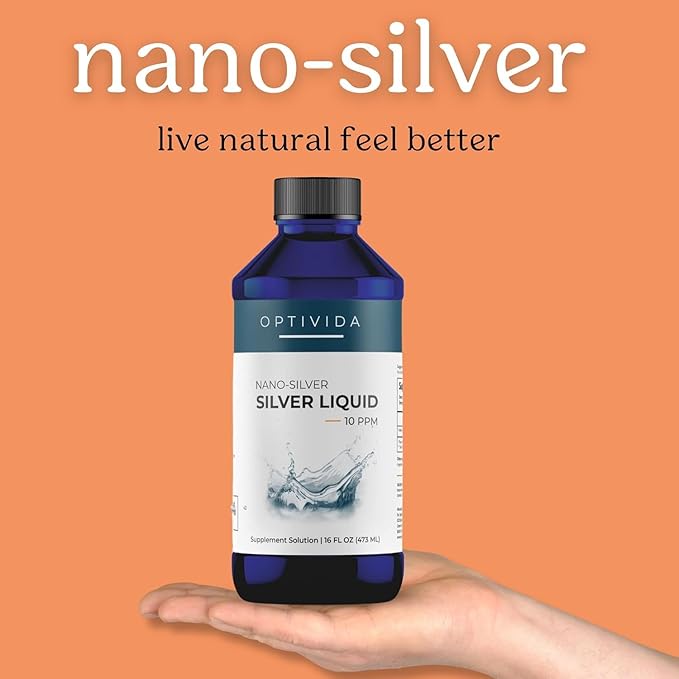 Optivida Health Nano Colloidal Silver Liquid (1 LB) – Immune Support Supplements with Silver Hydrosol Liquid for Immune Support Colloidal Silver for Immune System 10 PPM.