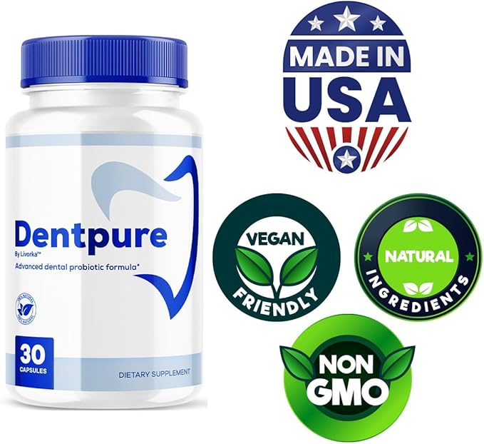 (2 Pack) Dentpure Probiotics - Official Dentpure Capsules Advanced Natural Formula Probiotic for Healthy Teeth and Gums Dent Pure All Natural Dental Supplement Oral Probiotics 60 Capsules - 2 Months