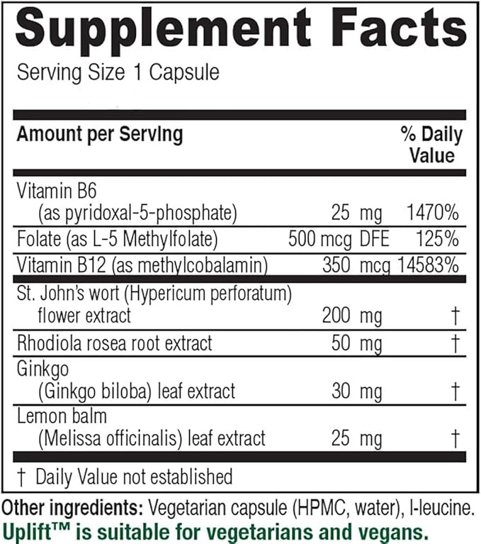 Vitanica Uplift Mood and Emotional Support Vegan/Vegetarian 60 Capsules