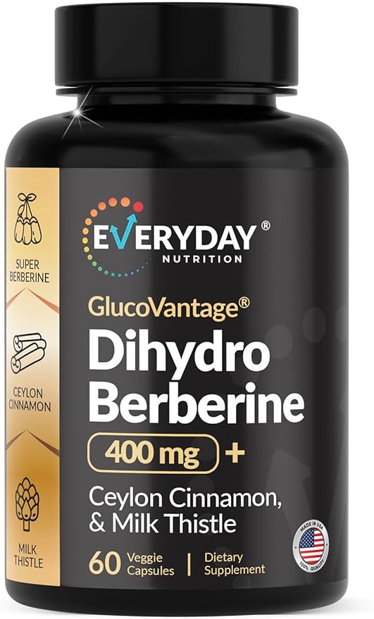 Dihydroberberine GlucoVantage 200mg | Highly Bioavailable Berberine Supplement with Ceylon Cinnamon &amp Milk Thistle | Non-GMO | 60 Veggie Capsules