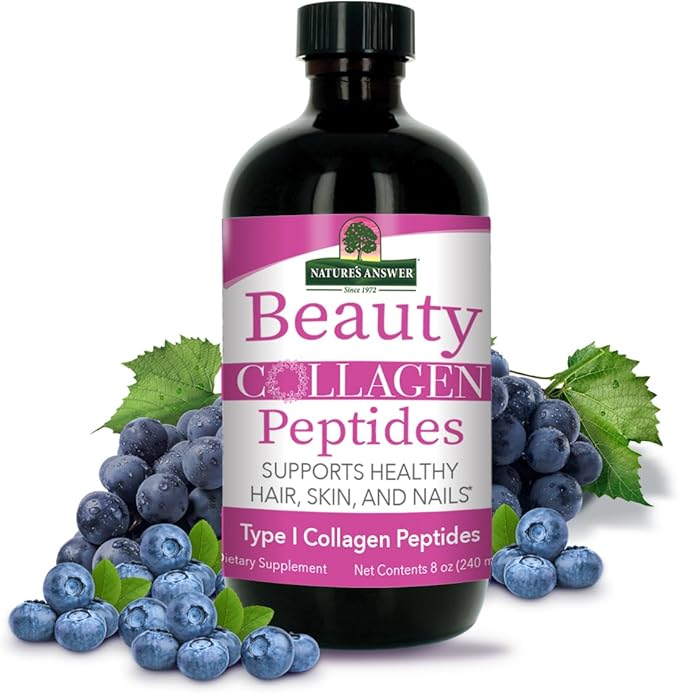 Nature's Answer Beauty Collagen Peptides 8 Fluid Ounces | Hair Skin &amp Nail Support | Gluten-Free | Alcohol-Free | Non-GMO | Cruelty-Free | Single Count