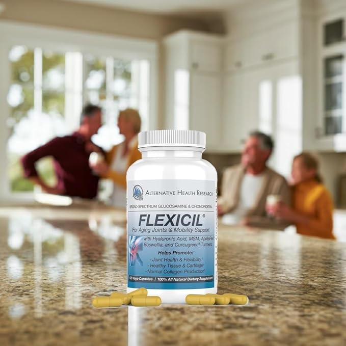 Flexicil Advanced Joint Mobility &amp Support | Glucosamine Chondroitin MSM Hyaluronic Acid Turmeric Boswellia | Broad-Spectrum Bio-Enhanced Ingredients | 120 Vege-Capsules | 30-Day Supply
