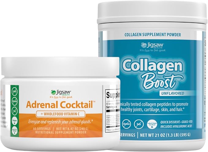 Jigsaw Health Bundle | Adrenal Cocktail 60 Servings (Jar) and Collagen Boost 30 Servings (Jar)