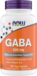 Now Supplements GABA 500 mg Capsules Premium GABA Supplement for Stress Relief Vegetarian Vegan and Kosher Friendly Ideal for Balanced Brain Function* 300 Capsules