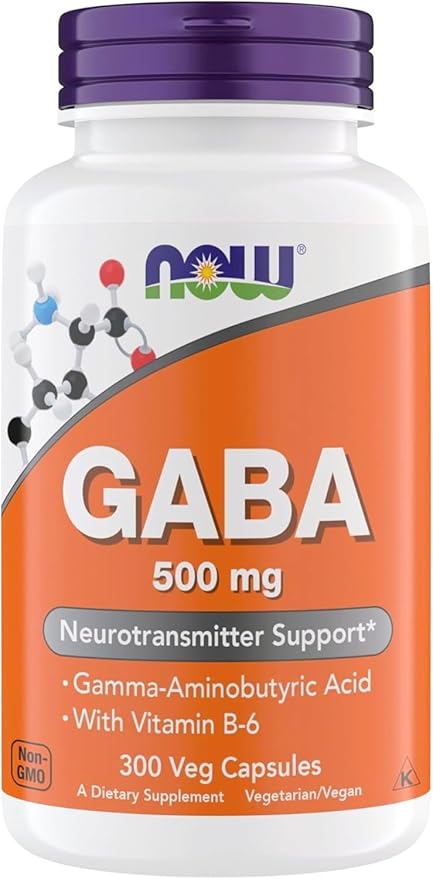 Now Supplements GABA 500 mg Capsules Premium GABA Supplement for Stress Relief Vegetarian Vegan and Kosher Friendly Ideal for Balanced Brain Function* 300 Capsules