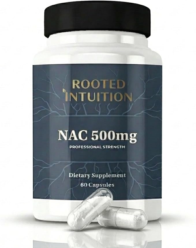 Rooted NAC Supplement 500mg | N-Acetyl L-Cysteine Capsules for Lung Health and Immune Support | Antioxidant Defense Glutathione Support Liver Detox Cellular Protection | 60 Count