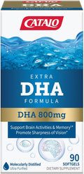 CATALO Extra DHA Formula 800mg DHA per Serving Ocean Fish Oil Softgels with Natural Lemon Flavor Advanced Molecular Distillation Easy-to-Swallow No Artificial Colors &amp Preservatives – 90 Soft