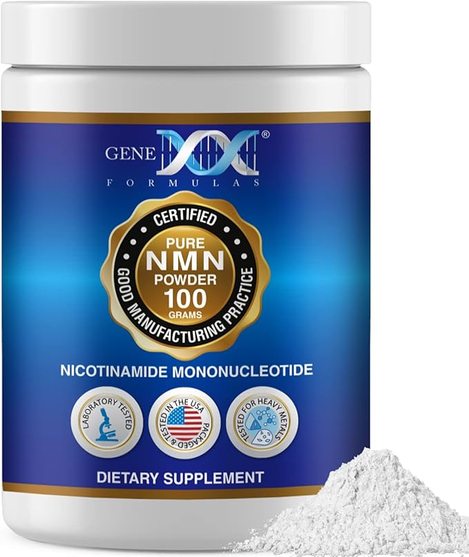 Genex Formulas Pure NMN Powder 100 Grams Instant Dissolve Shelf Stable Non-Synthetic PVP Free Ultra-Low Density 99.9% Pure NMN Made in a US-Based GMP NSF &amp FSSC 22000 Certified Facility
