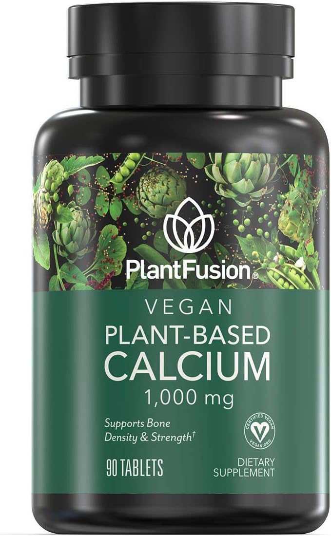 PlantFusion Vegan Calcium Premium Plant Based Calcium (1000mg) Sourced from Icelandic Red Algae Plus Magnesium D3 K2 and Boron 90 Vegan Tablets