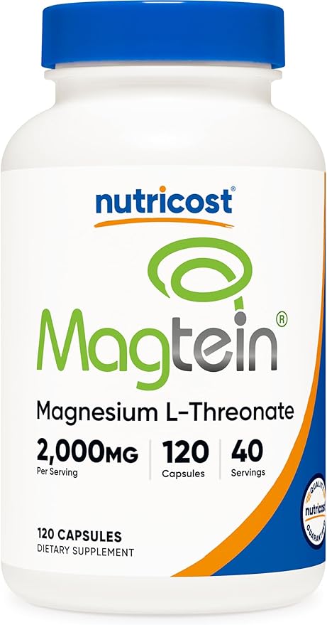 Nutricost Magnesium L-Threonate As Magtein 2000mg 120 Capsules - Non-GMO Gluten Free Vegetarian Friendly