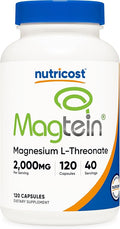 Nutricost Magnesium L-Threonate As Magtein 2000mg 120 Capsules - Non-GMO Gluten Free Vegetarian Friendly