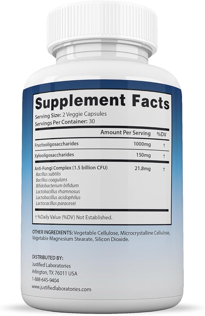 Justified Laboratories (5 Pack) Fungus Defend Pills 1.5 Billion CFU Probiotic 300 Capsules