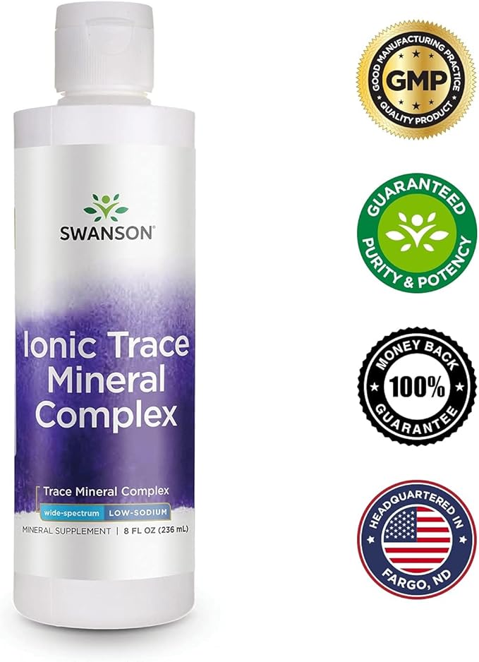 Swanson Concentrace Trace Mineral Drops 8oz-Complete Mineral Complex for Energy Hydration &amp Electrolyte Balance Over 72 High Absorption Ionic Minerals Such As Magnesium Potassium Calcium (3 Pa