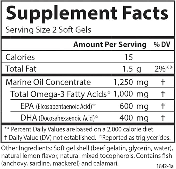 Carlson - Maximum Omega Minis 1000 mg Omega-3s Heart Function Brain Support &amp Healthy Aging Lemon 60 Mini Softgels