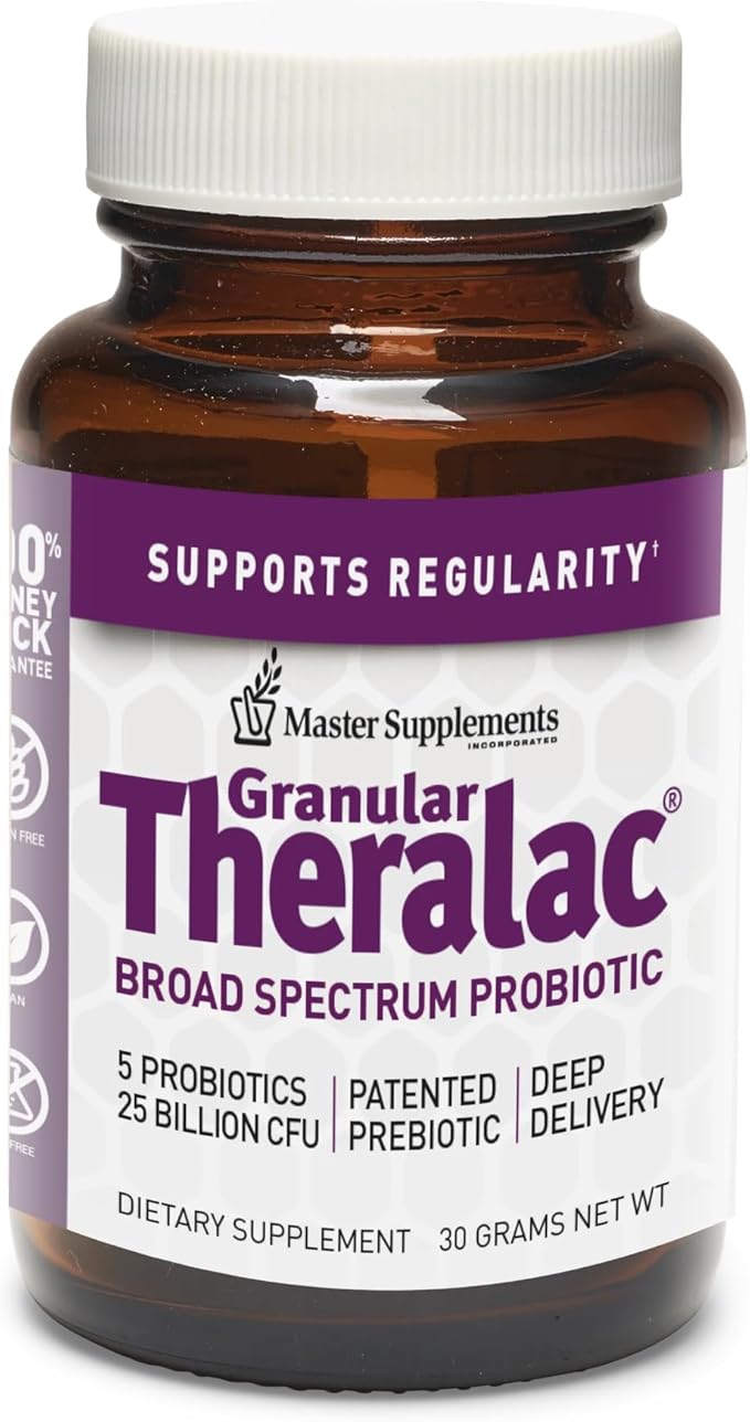 Master Supplements Granular Theralac - 1.05 oz - Multi-Strain Probiotic Powder for Optimal Gut Health - Great for Kids - Vegan Gluten Free - 40 Servings