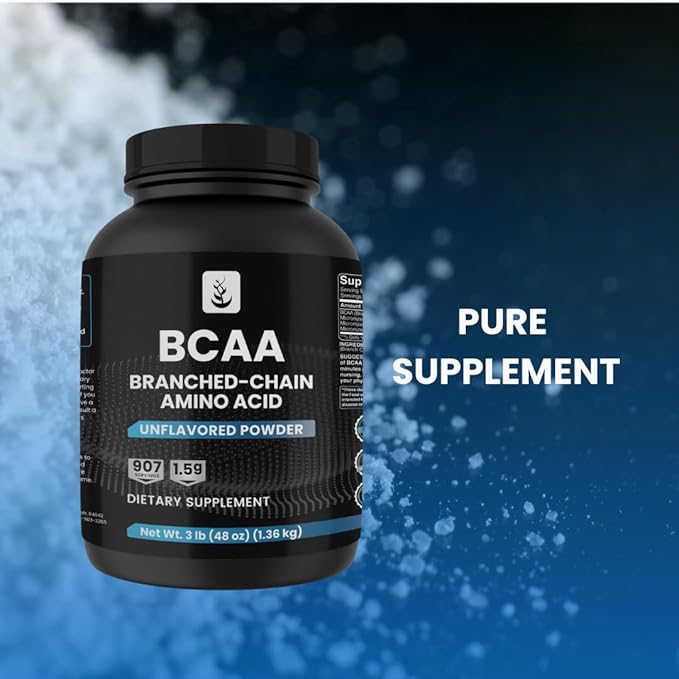 PURE ORIGINAL INGREDIENTS 2:1 BCAA Powder 3 lbs Branched-Chain Amino Acids Unflavored 907 Servings Always Pure No Additives or Fillers