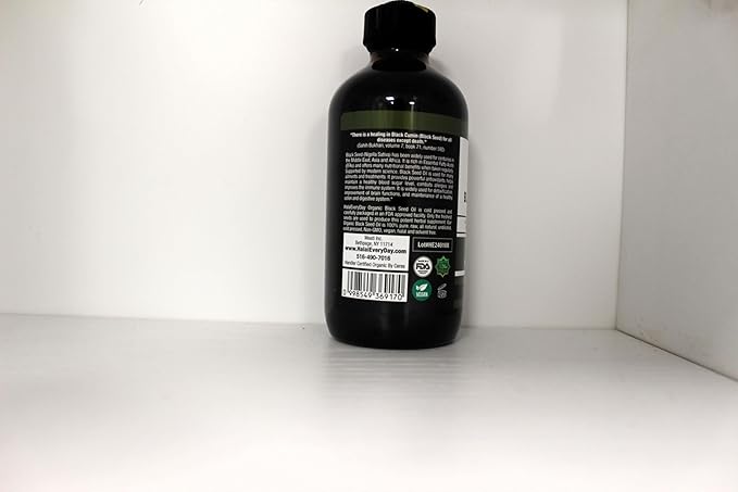 Organic Black Seed Oil - USDA Certified Cold Pressed Glass Bottle Over 1.5% Thymoquinone 3X strength Turkish Black Cumin Nigella Sativa non-GMO 100% Pure Blackseed Oil (8oz Glass Bottle)