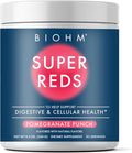 BIOHM Super Reds Beet Root Powder Antioxidant Smoothie Mix with Tart Cherry Extract and 19 Red Whole Foods Packed with Prebiotics and Probiotics Non-GMO Red Berry Flavor 30 Servings