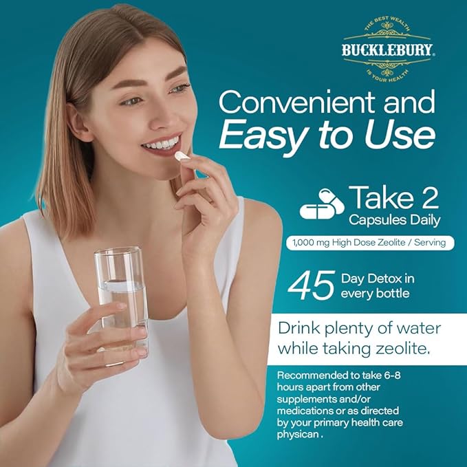BUCKLEBURY Micronized Zeolite Capsules - Mineral Zeolite Detox for Adults - Supports Immune System Metabolism &amp Digestive Health - Advanced Formula for Men &amp Women - 90 Vegan Capsules