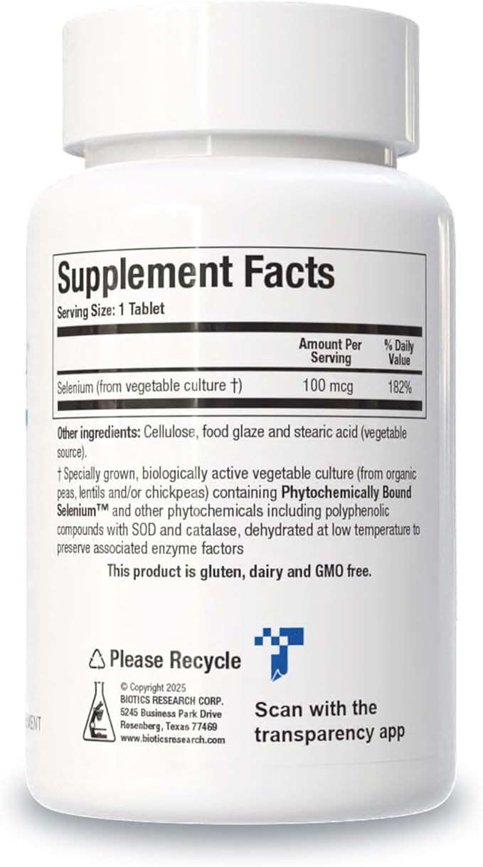 Biotics Research Se-Zyme Forte™– Whole Food Selenium Source Thyroid Gland Function DNA Production Cognitive Health Potent Antioxidant 100 Tablets