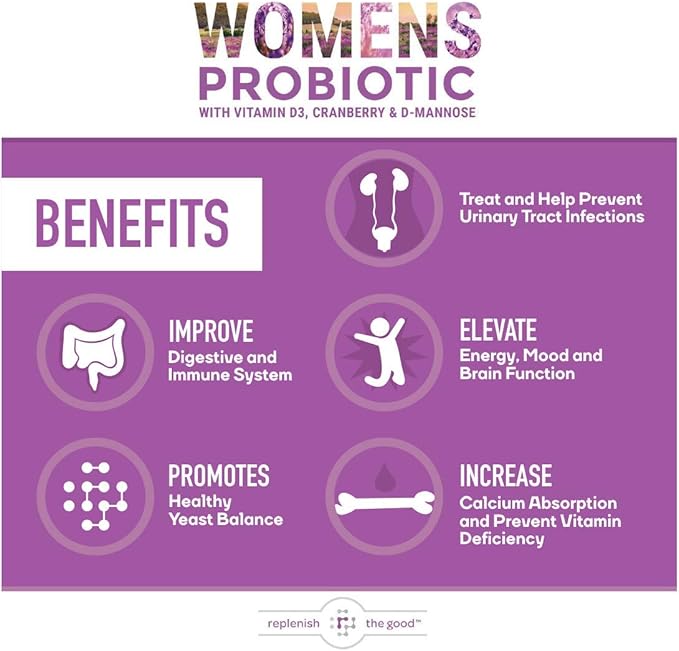 Probiotics for Women - Supports Digestive &amp Vaginal Health with D3 Prebiotics &amp Cranberry - Defends Against UTI &amp Yeast - 15x More Effective Than Regular Capsules (60 Count)