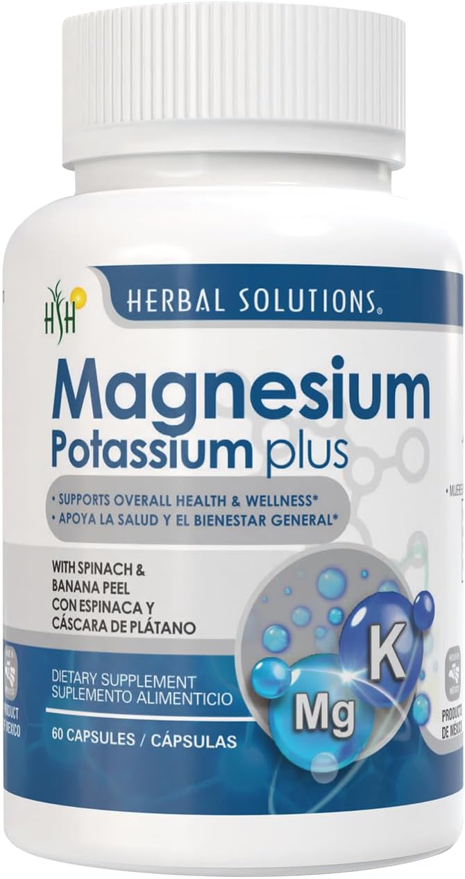 Magnesium Potassium Plus - Natural Mineral Complex 500mg 60 Capsules - Premium Bone &amp Muscle Support Supplement with Natural Ingredients*