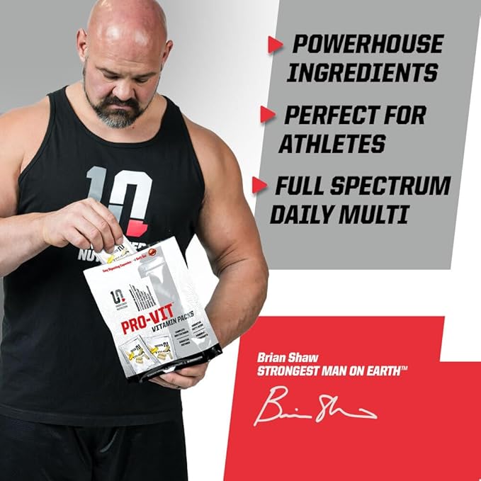 Undefined Nutrition Pro-VIT by Brian Shaw (30 Day Supply) – All-in-One Vitamin &amp Mineral Supplement Pack for Men &amp Women - Zinc Vitamins C B D EFAs Antioxidants &amp More – Easy to Swall