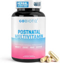 GOBIOTIX Postpartum Vitamins for Breastfeeding Moms - Postnatal Lactation Supplement with Organic Herbs Minerals Nutrients for New Mothers and Baby - Postpartum Essentials Non GMO Vegan 60 Caps