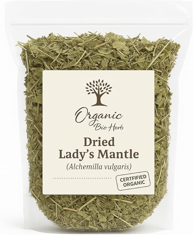 Organic Bio Herbs-Organic Dried Lady's Mantle Herb | Loose Leaf Natural Premium Quality | Herbal Tea &amp Remedies | Alchemilla vulgaris | Handpicked &amp Air-Dried (6 Oz)