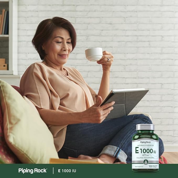 Piping Rock Vitamin E 1000 IU Softgel Capsules | 671mg | 100 Pills | D-Alpha Tocopheryl Supplement | Non-GMO Gluten Free