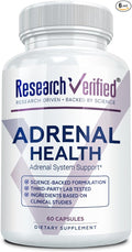 Research Verified Adrenal Support - 60 Capsules - Support Adrenal Gland Function Boost Energy Balance Cortisol - Mushrooms B-Vitamins Bioflavonoids BioPerine