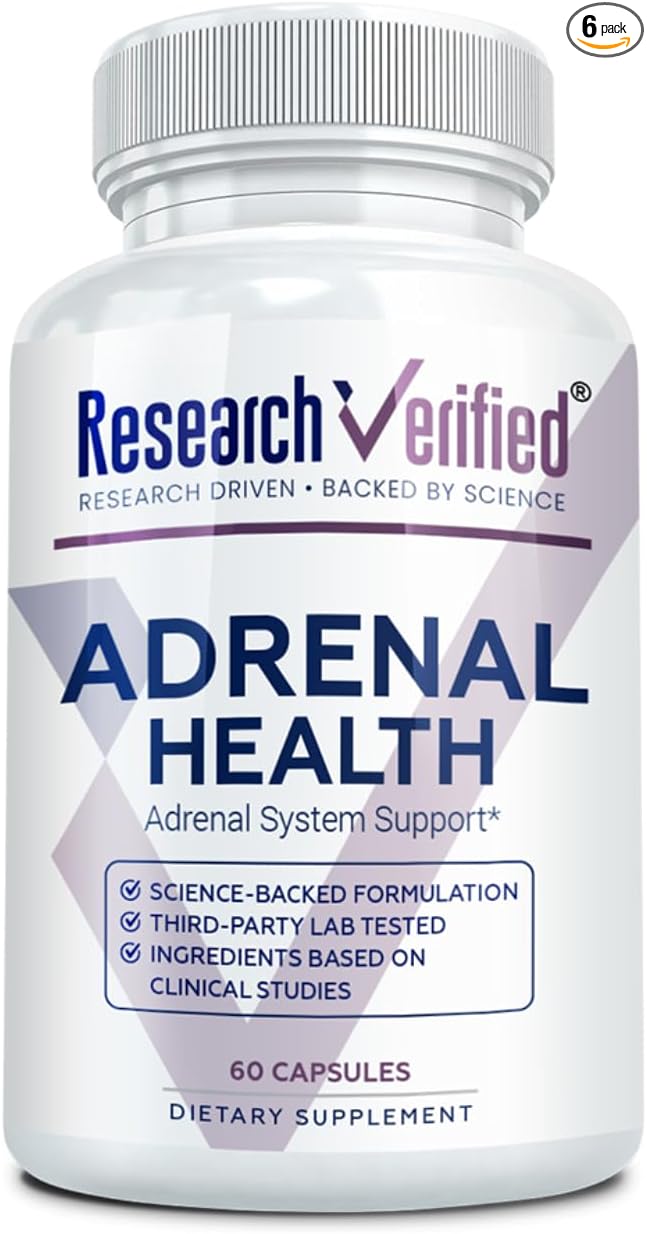 Research Verified Adrenal Support - 60 Capsules - Support Adrenal Gland Function Boost Energy Balance Cortisol - Mushrooms B-Vitamins Bioflavonoids BioPerine