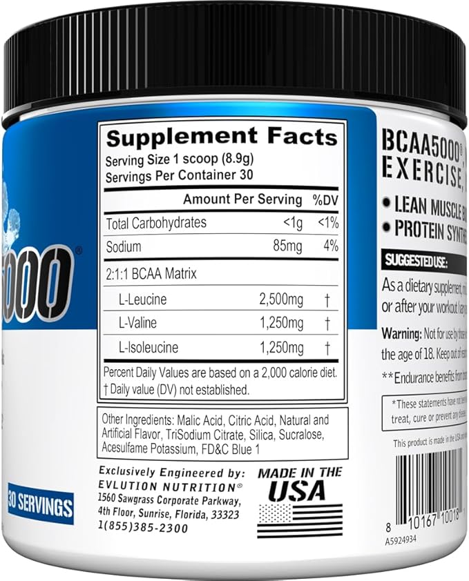 Evlution BCAAs Amino Acids Powder - BCAA Powder Supplement Post Workout Recovery Drink and Stim Free Pre Workout Energy - Branched Chain Amino Acids Supplement for Men &amp Women