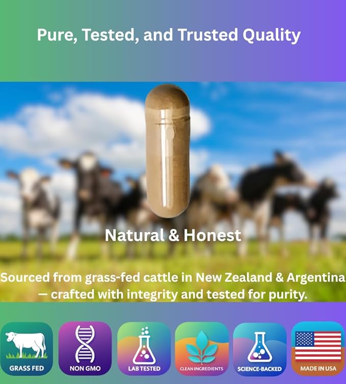 Beef Organ Supplement Capsules for Energy &amp Vitality – Grass-Fed Organ Complex (Liver Heart Kidney Pancreas Spleen) 180 Capsules Hormone-Free Made in USA