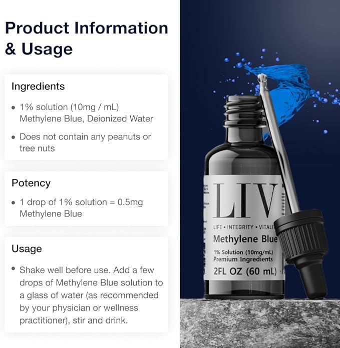Pharmaceutical Grade Methylene Blue Liquid - 60ml - Premier Methylene Blue Supplement for Advanced Wellness