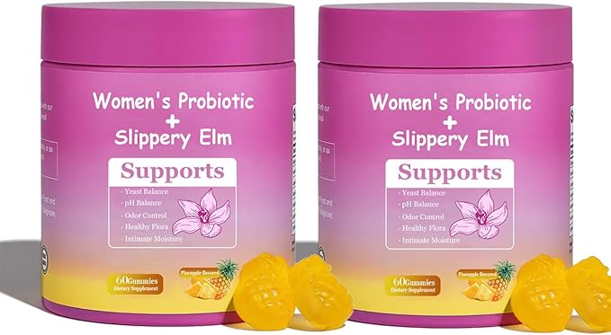 DYALE Her Juicy Feminine Probiotics Gummies for Women | Pineapple Flavor | Supports pH Balance Gut Health &amp Immune System | with Slippery Elm Prebiotics &amp Lactobacillus Blend | 60 Gummies (2