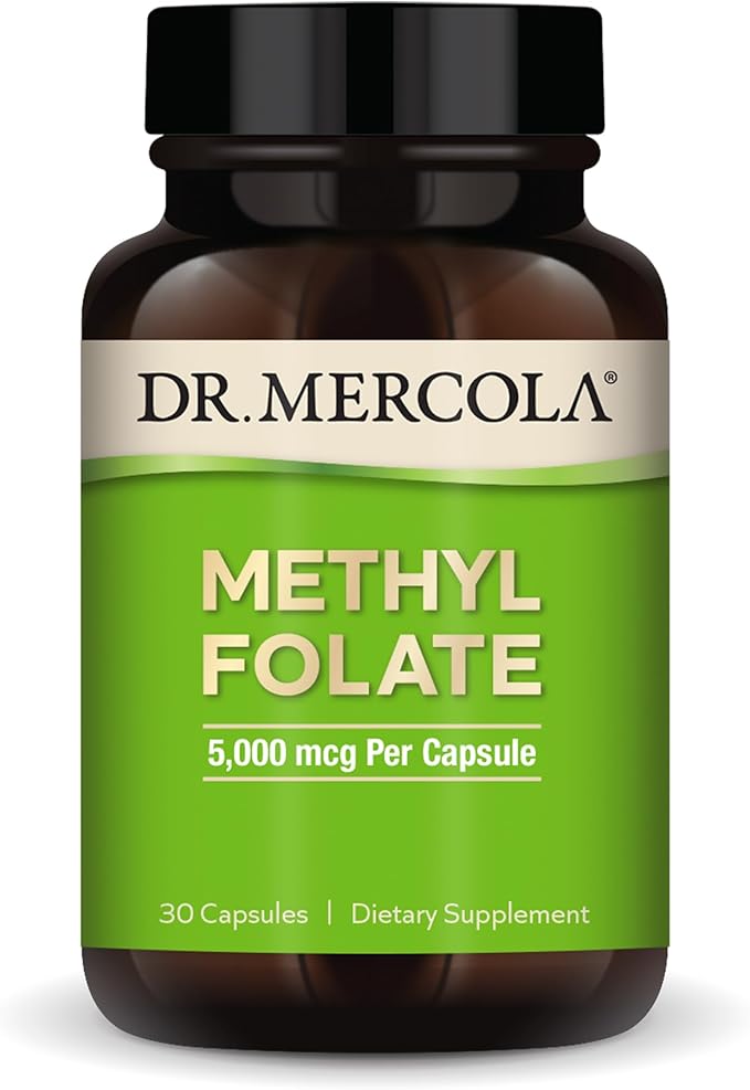 Dr. Mercola Methyl Folate - Supports Detoxification &amp Cellular Health - 5-MTHF Folate - Bioavailable Formula - 5 mg - 30 Capsules