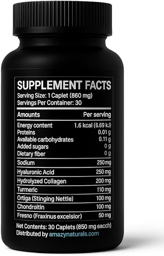 Ambition Flexiwell Joint Support Supplement with Hyaluronic Acid Collagen Turmeric 30 Caplets 850mg