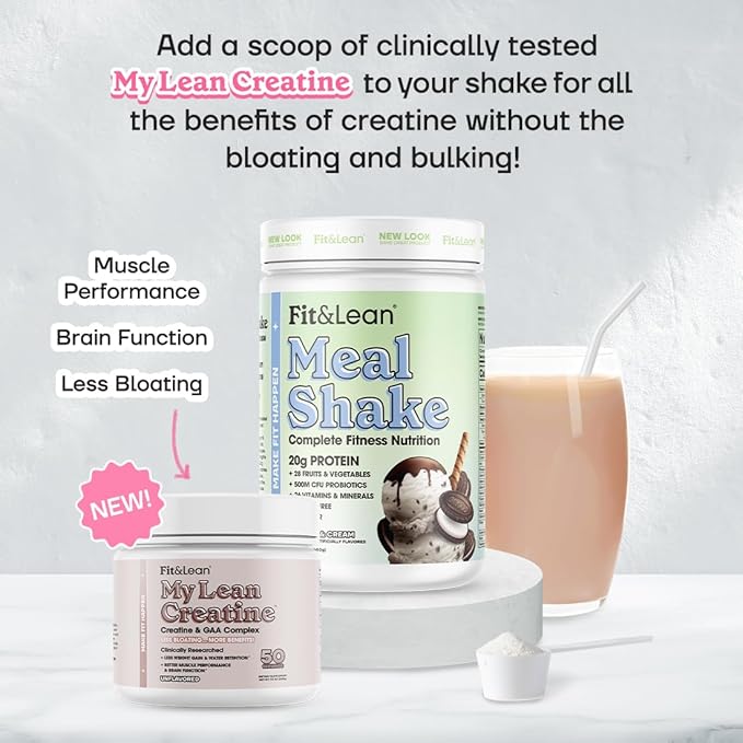Fit &amp Lean Meal Shake Fat Burning Meal Replacement Meal Replacement with Protein Fiber Probiotics and Organic Fruits &amp Vegetables Cookies and Cream 1lb 10 Servings Per Container
