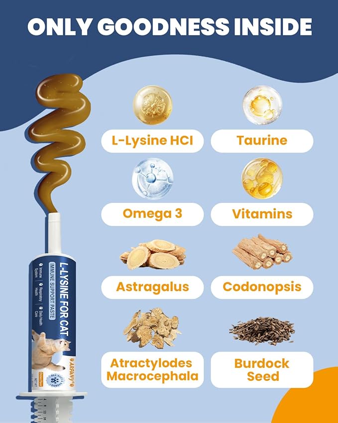 Cat Lysine Powder &amp Cat Lysine Paste Immune System Normal Eye Function and Respiratory Health