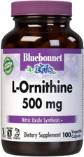 Bluebonnet Nutrition L-Ornithine 500mg Free-Form Amino Acid for Healthy Protein Metabolism* Soy-Free Gluten-Free Non-GMO Kosher Certified Vegan 100 Vegetable Capsules 100 Servings