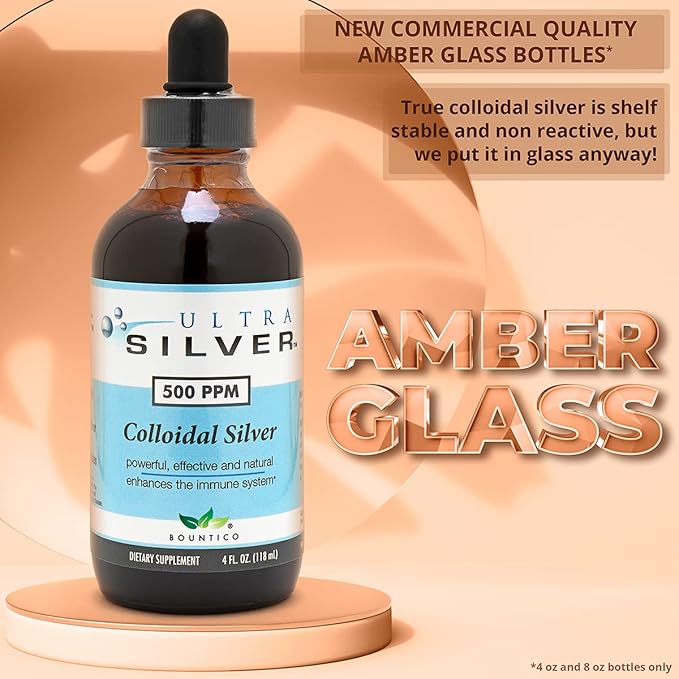 Ultra Silver® Colloidal Silver | 500 PPM 4 Oz (118mL) | Mineral Liquid Supplement | True Colloidal Silver - with Dropper